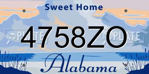 4758ZO Alabama License Plate