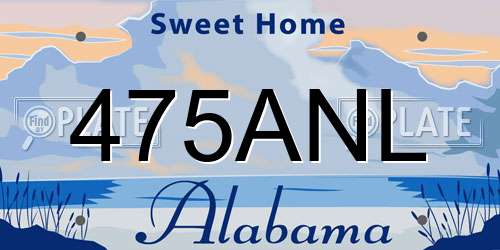 475ANL Alabama License Plate