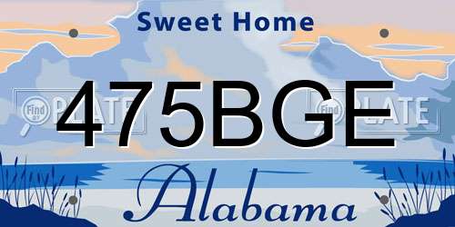 475BGE Alabama License Plate