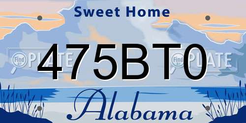 475BT0 Alabama License Plate