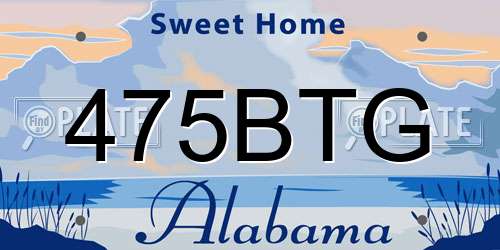 475BTG Alabama License Plate