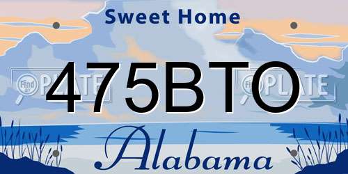 475BTO Alabama License Plate