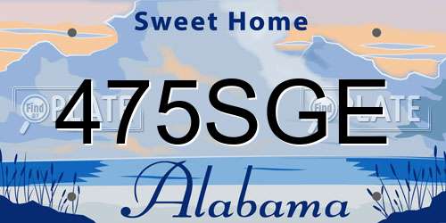 475SGE Alabama License Plate