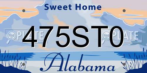 475ST0 Alabama License Plate
