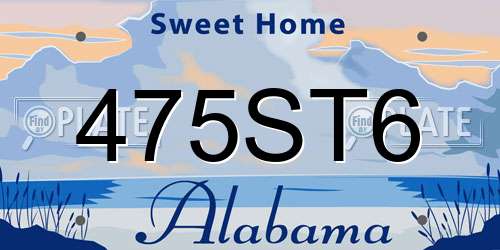 475ST6 Alabama License Plate