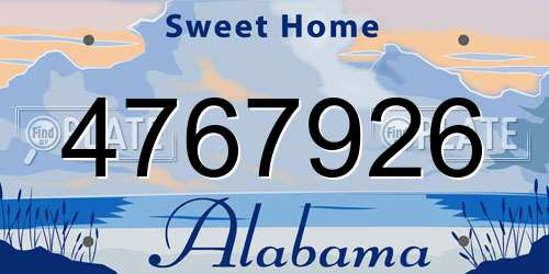 4767926 Alabama License Plate