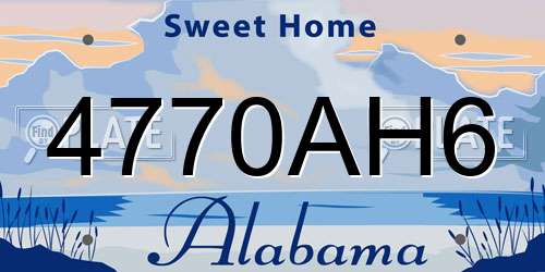4770AH6 Alabama License Plate