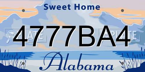 4777BA4 Alabama License Plate