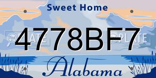 4778BF7 Alabama License Plate