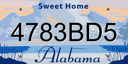 4783BD5 Alabama License Plate