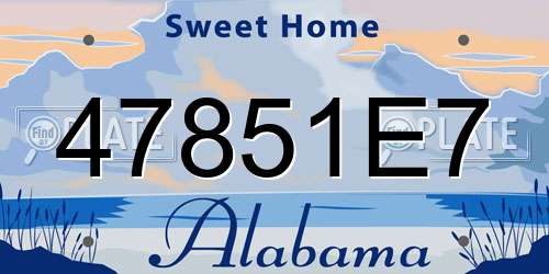 47851E7 Alabama License Plate