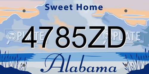 4785ZD Alabama License Plate