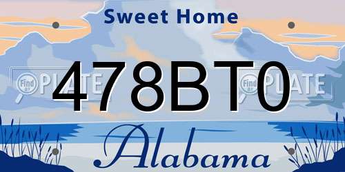 478BT0 Alabama License Plate