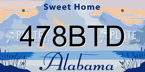 478BTD Alabama License Plate