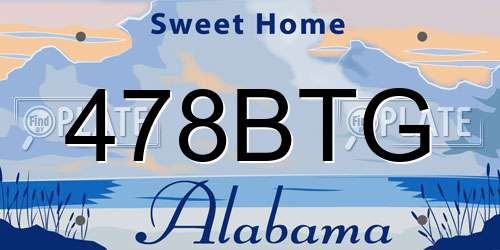 478BTG Alabama License Plate