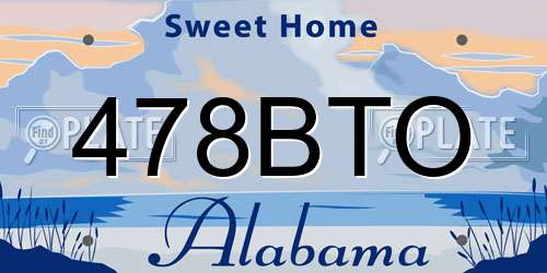 478BTO Alabama License Plate
