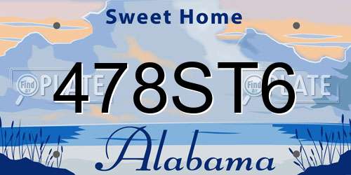478ST6 Alabama License Plate