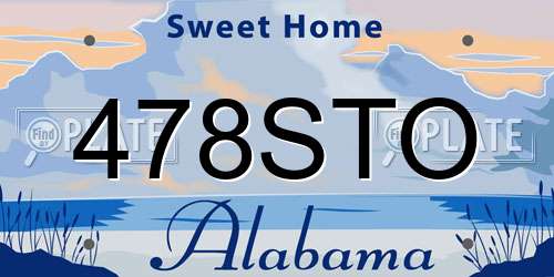 478STO Alabama License Plate