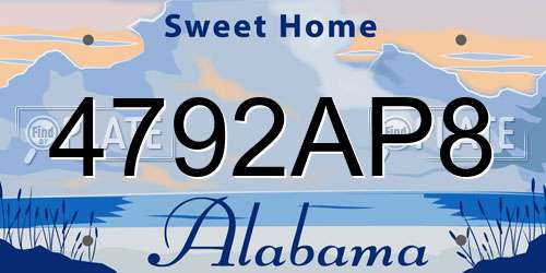 4792AP8 Alabama License Plate