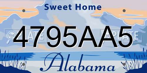 4795AA5 Alabama License Plate