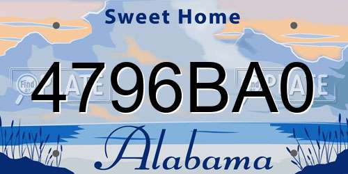 4796BA0 Alabama License Plate