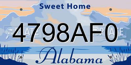 4798AF0 Alabama License Plate