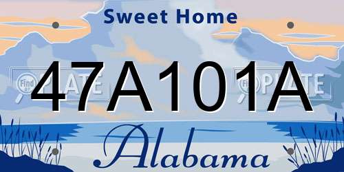47A101A Alabama License Plate