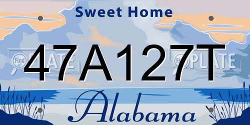 47A127T Alabama License Plate