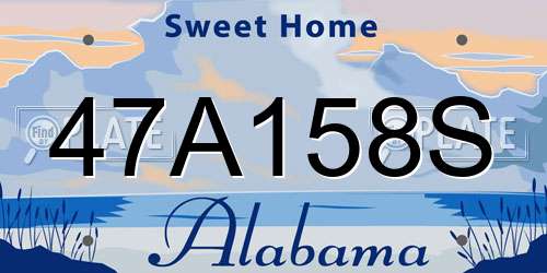 47A158S Alabama License Plate