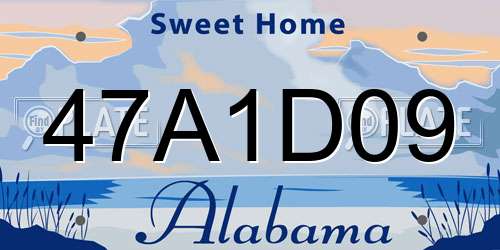 47A1D09 Alabama License Plate