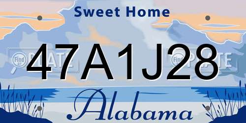 47A1J28 Alabama License Plate