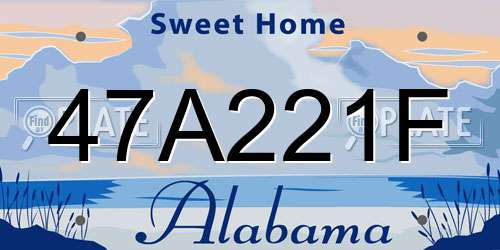 47A221F Alabama License Plate