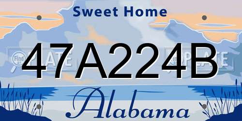 47A224B Alabama License Plate