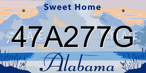47A277G Alabama License Plate