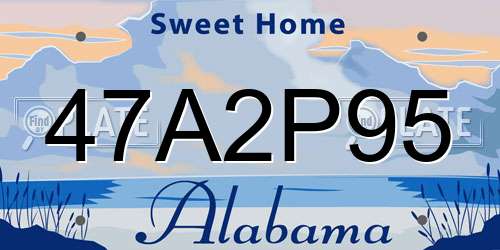 47A2P95 Alabama License Plate