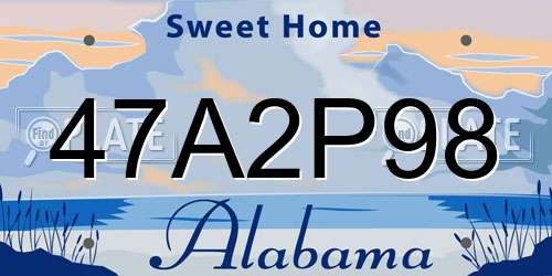 47A2P98 Alabama License Plate