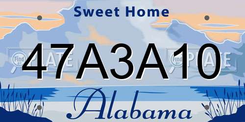 47A3A10 Alabama License Plate