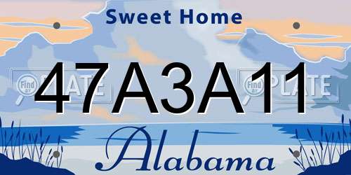 47A3A11 Alabama License Plate