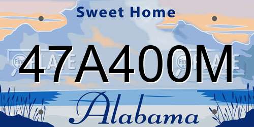 47A400M Alabama License Plate