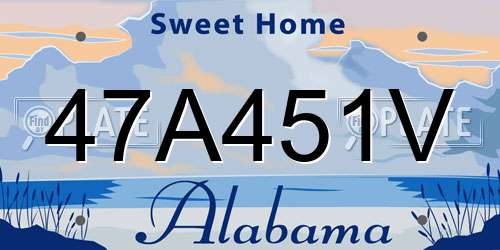 47A451V Alabama License Plate