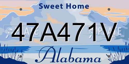 47A471V Alabama License Plate