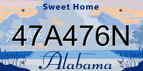 47A476N Alabama License Plate