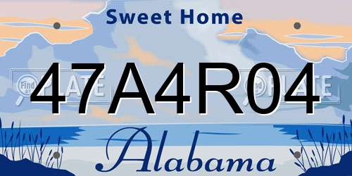 47A4R04 Alabama License Plate