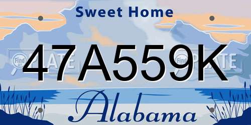 47A559K Alabama License Plate