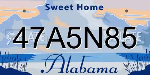 47A5N85 Alabama License Plate