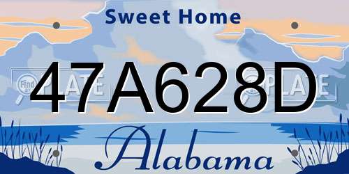 47A628D Alabama License Plate