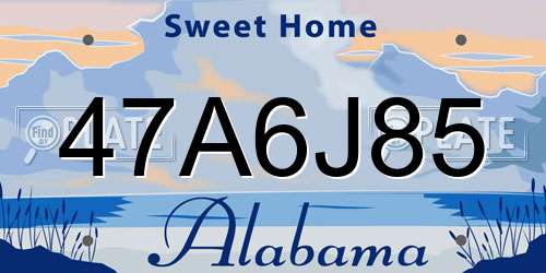 47A6J85 Alabama License Plate