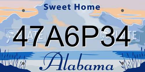 47A6P34 Alabama License Plate