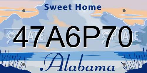47A6P70 Alabama License Plate