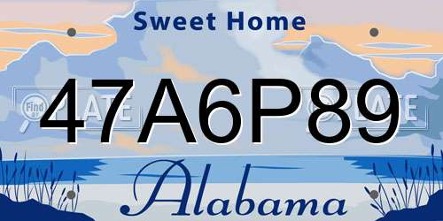 47A6P89 Alabama License Plate